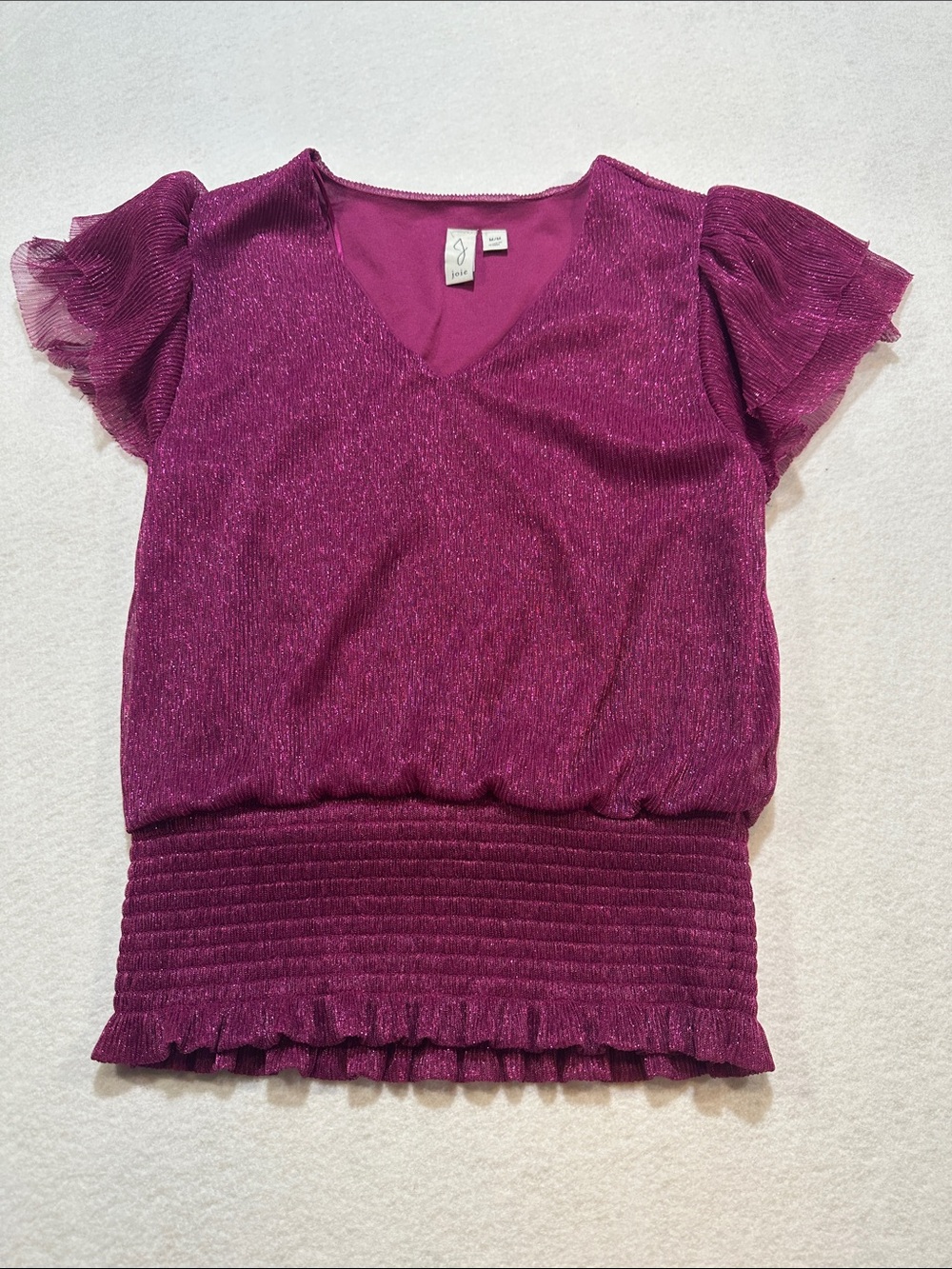 Joie Fuchsia V-Neck Flutter Sleeve Knit Top